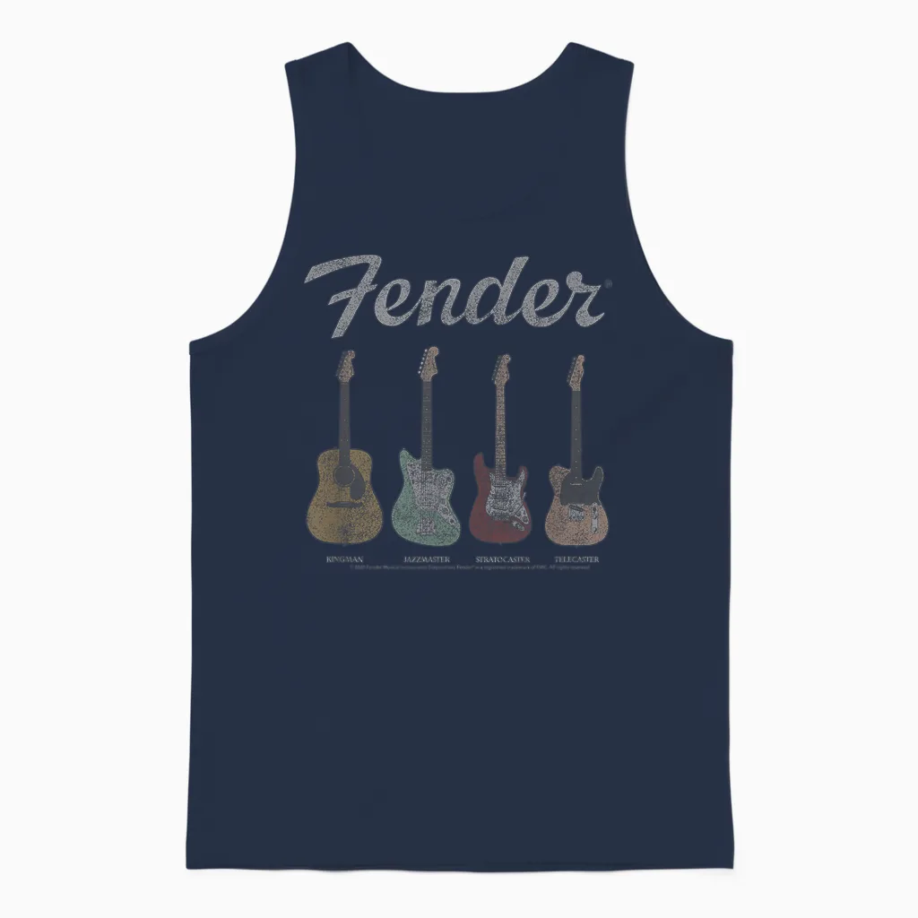 Fender Vintage Guitar Lineup T-Shirt Small Unisex Tank Top in Navy