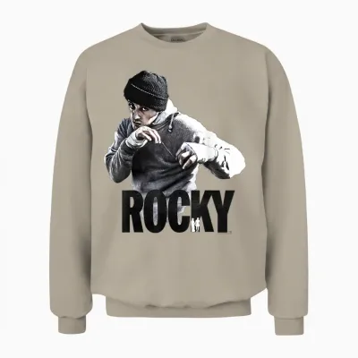 Rocky Shadow Boxing Portrait Logo Unisex Sweatshirt - Sand