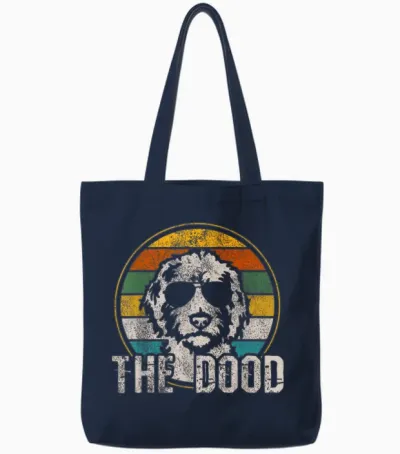 Goldendoodle - the Dood Vintage Retro Dog T-Shirt for Men Women Girls Kids Tote Bags - Navy