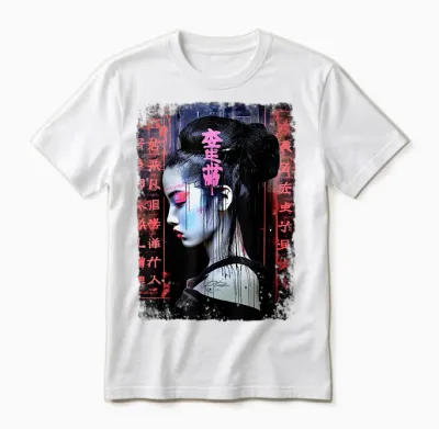 Geisha Asia Japan Woman Vintage Culture Tokyo Geisha T-Shirt, Black Unisex T-Shirt - White