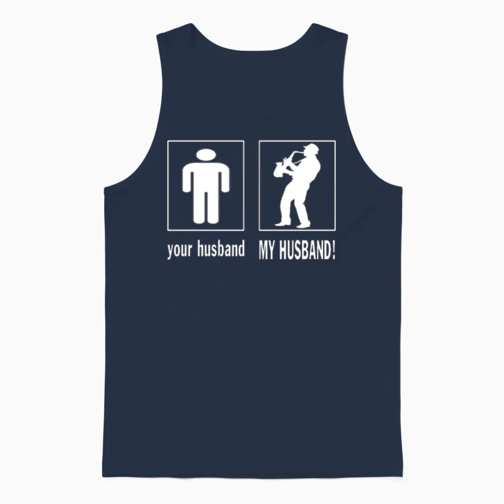 Saxophone Player - My Husband Unisex Tank Top in Navy