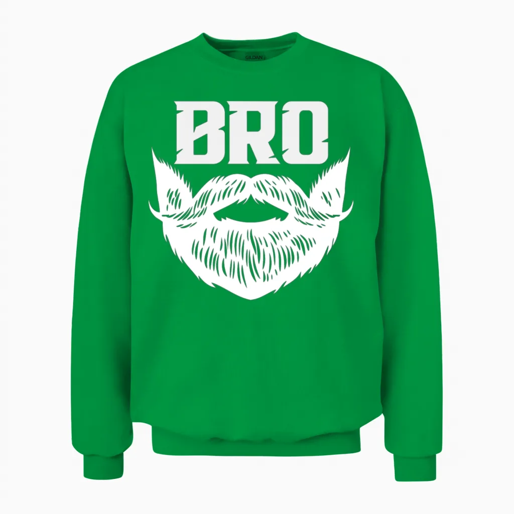 Bro Beard Funny Unisex Sweatshirt in Irish Green
