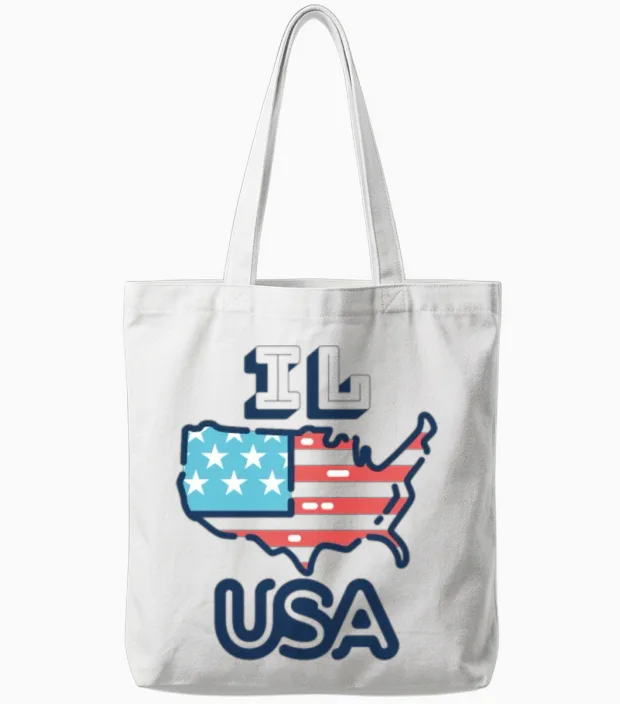 Il, Usa, Illinois - Patriotic & 4th of July Tote Bags in White