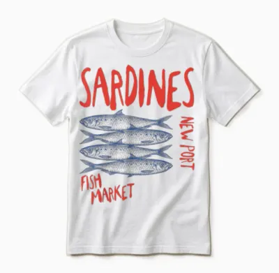 Sardines Fish Retro Vintage Sea Summer Unisex T-Shirt - White