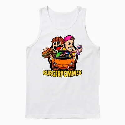 Burger Pommes Sportwagen Comic Style Fast Food Unisex Tank Top - White