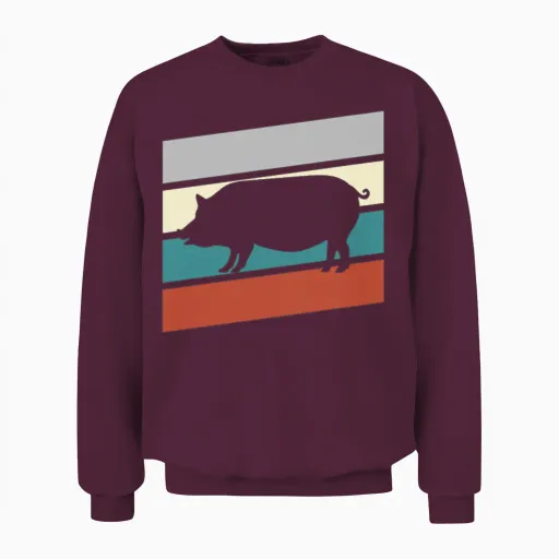 Pig Retro Unisex Sweatshirt - Maroon