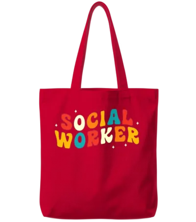 Social Worker Retro Tote Bags - Red