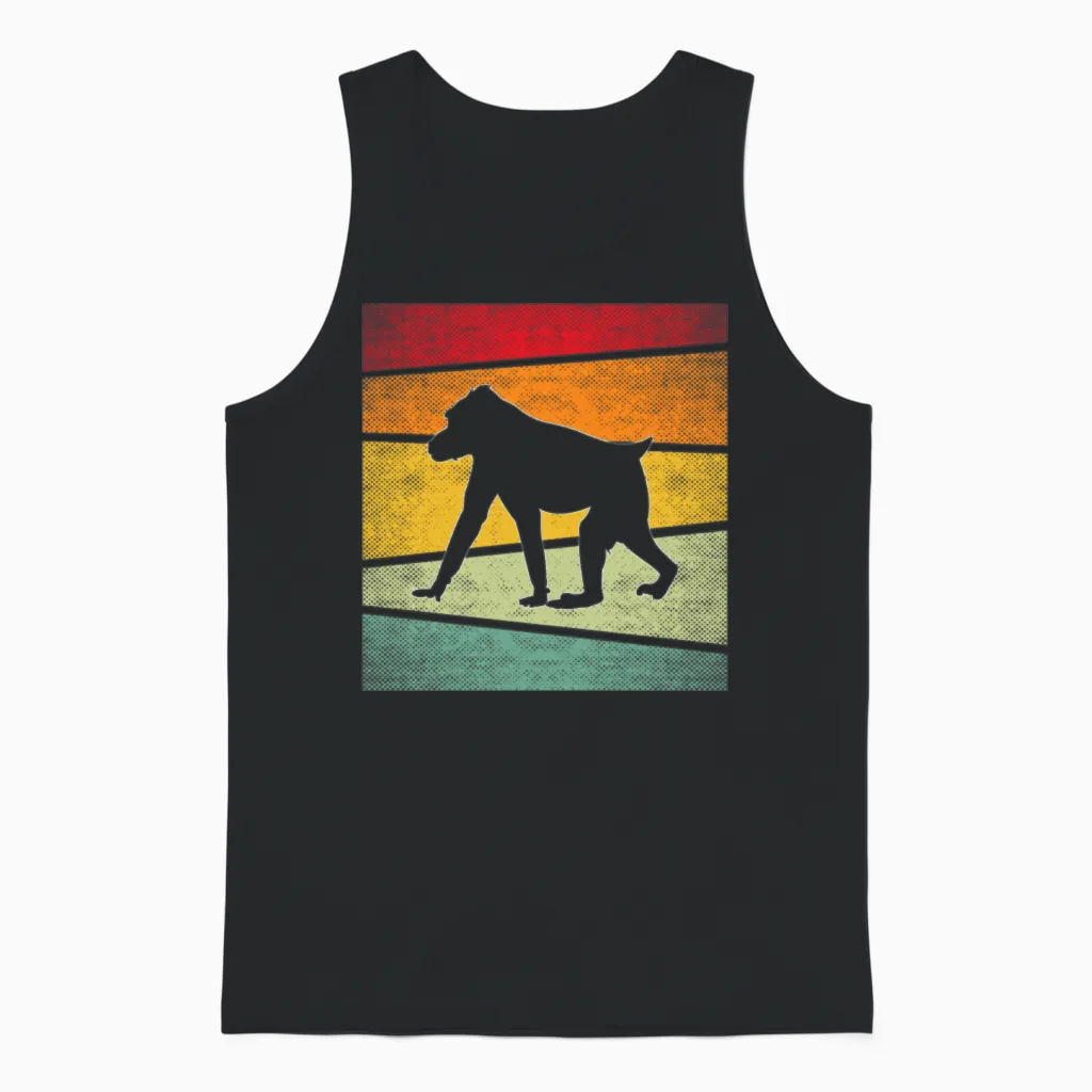 Monkey Retro Unisex Tank Top in Black