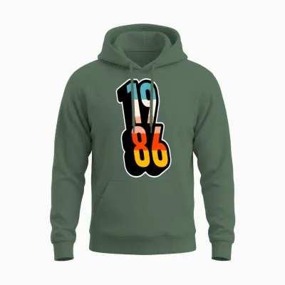 1986 Retro Stripes Unisex Hoodie - Military Green