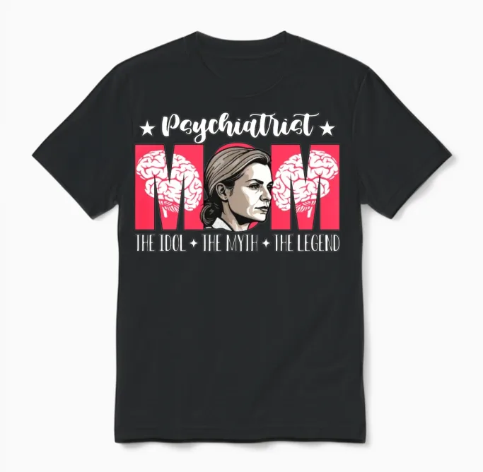 Psychiatrist Mom the Idol the Myth Psychotherapy Unisex T-Shirt in Black