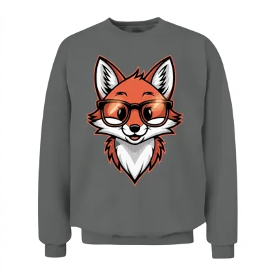 Cute Fox with Glasses Illustration for Animal Unisex Sweatshirt - Graphite Heather