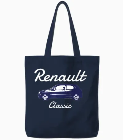 Renault Clio Car Classic Hatchback Tote Bags - Navy