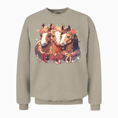 Horse Horses Christmas Riding Riding Sports Unisex Sweatshirt - Sand
