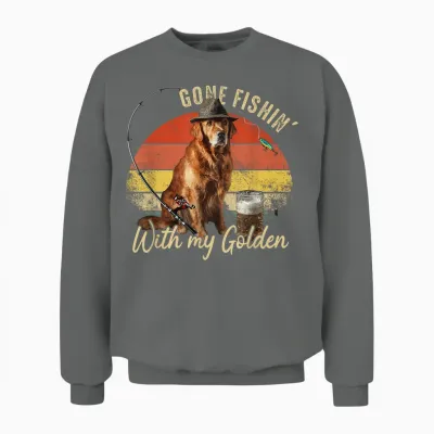 Golden Retriever Chien Rétro Vintage Fête Des Pères Pêcheur Unisex Sweatshirt - Graphite Heather