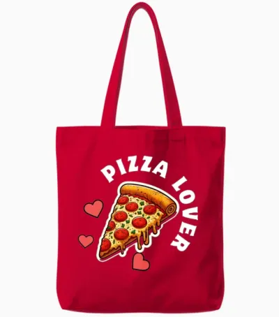 Pizza Lover Slice Design Tote Bags - Red