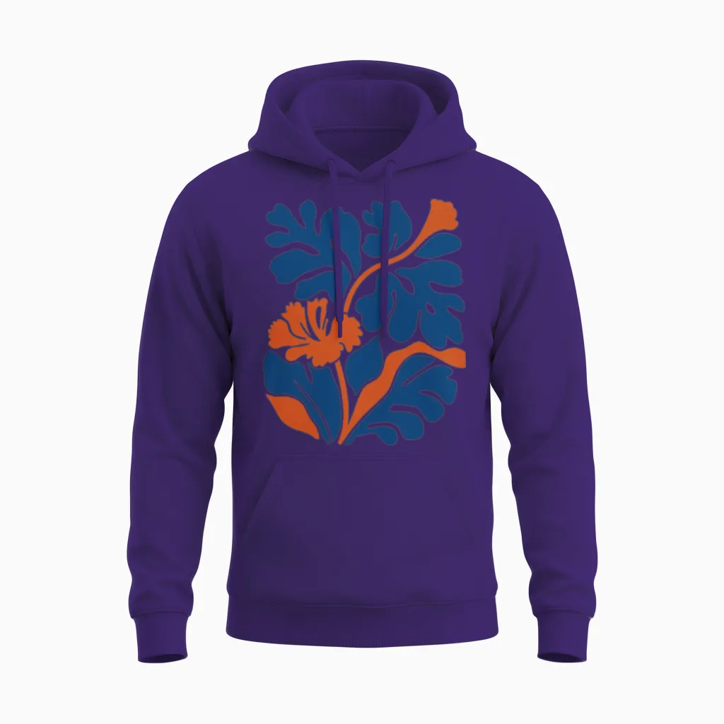 Abstract Floral Harmony & Botanical Unisex Hoodie in Purple