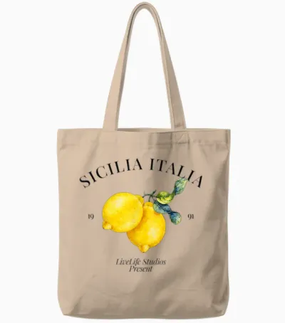 Sicilia Italia X Livelife. Limone Limoncello Spritz Sicily Tote Bags - Natural