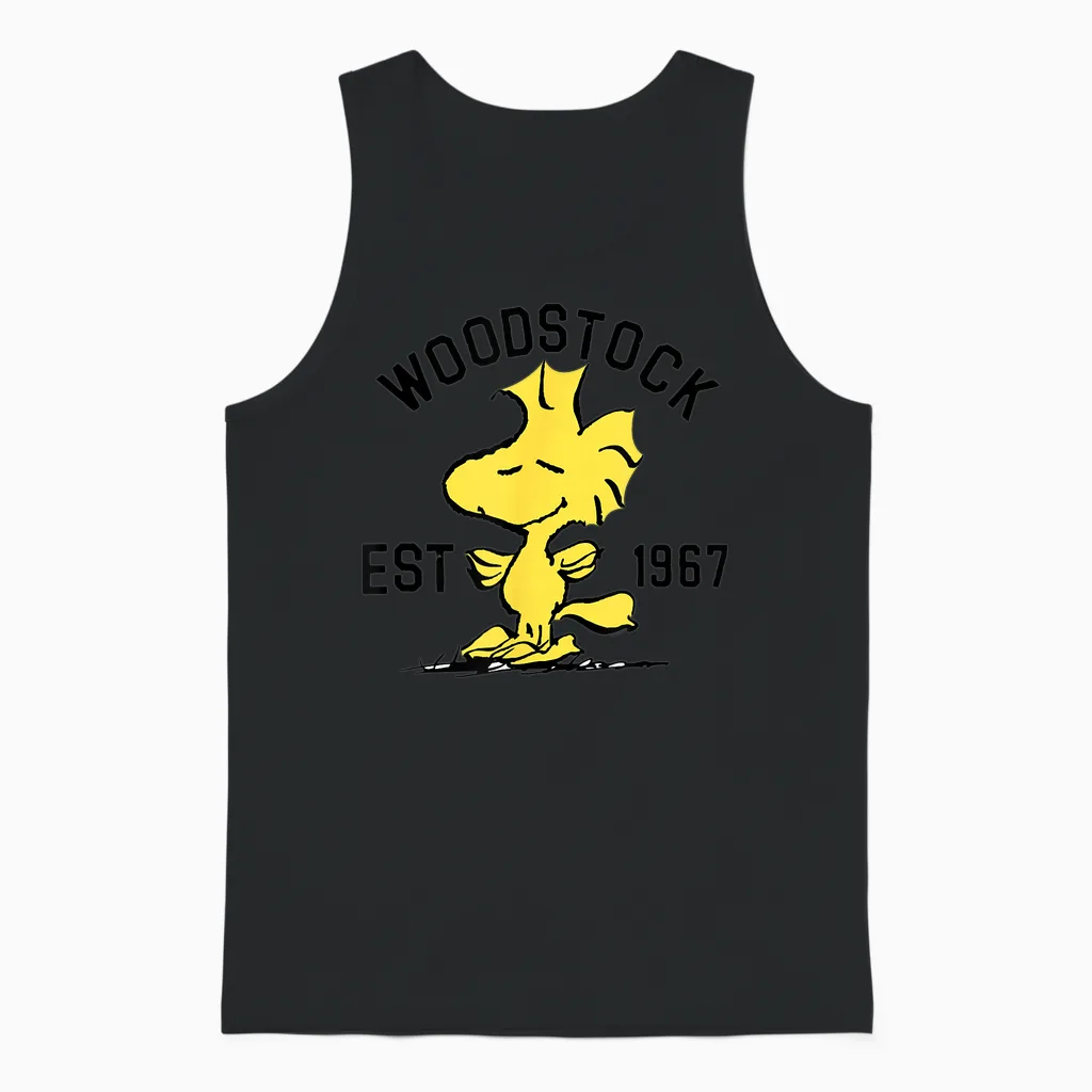 Peanuts Woodstock Graphic T-Shirt, Yellow, Unisex, Short Sleeve, Cotton 100%, Small Unisex Tank Top in Black