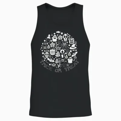 Retro Trick or Treat Haloween Unisex Tank Top - Black