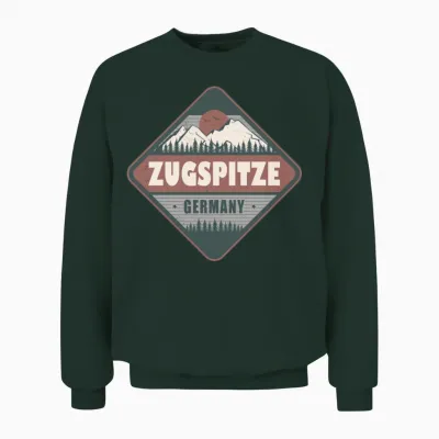 Zugspitze Germany Vintage Hiking Design Unisex Sweatshirt - Forest