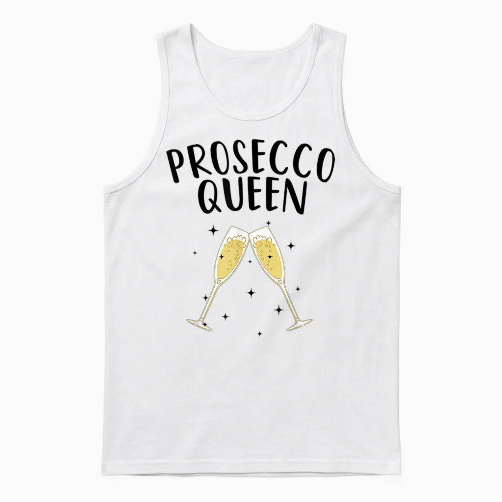 Cute Prosecco Art Women Girls Champagne Wine Queen Holiday T-Shirt, Gray Unisex Tank Top in White
