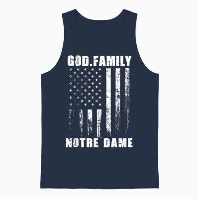 God First Family Second Then Notre Patriotic Usa Dame Unisex Tank Top - Navy