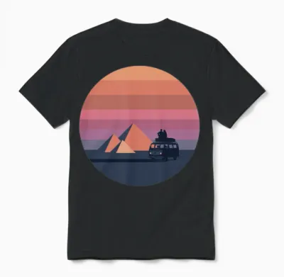 Volkswagen Vw T2a Camper with Pyramids Unisex T-Shirt - Black