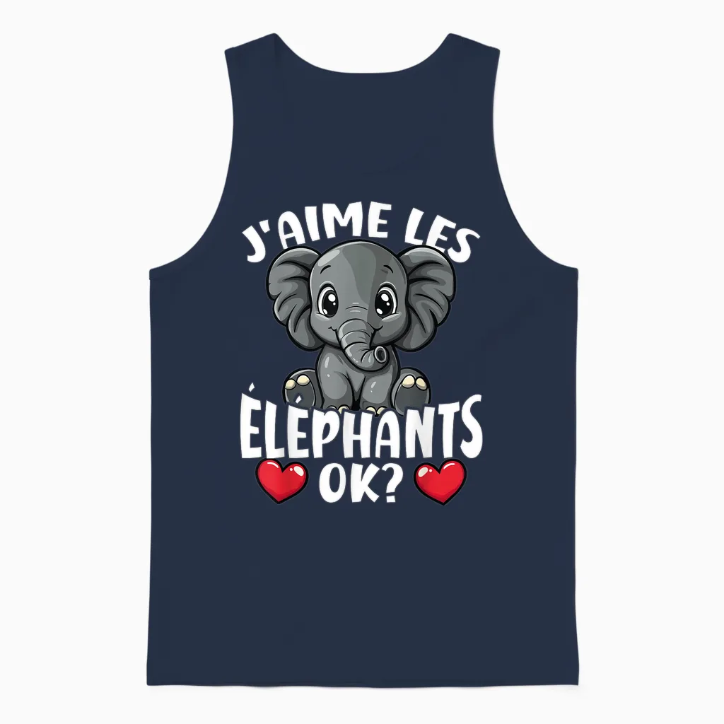 I Love the Elephants Ok? Cute Elephant T-Shirt, Black, S Unisex Tank Top in Navy