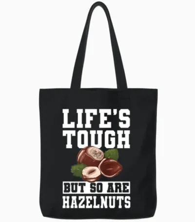 Funny Hazelnut Tote Bags - Black