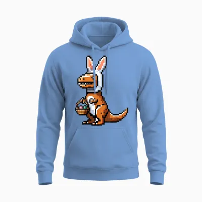 Verpixelter Dino Osterhase T-Rex Frohe Ostern Videospieler Unisex Hoodie - Carolina Blue
