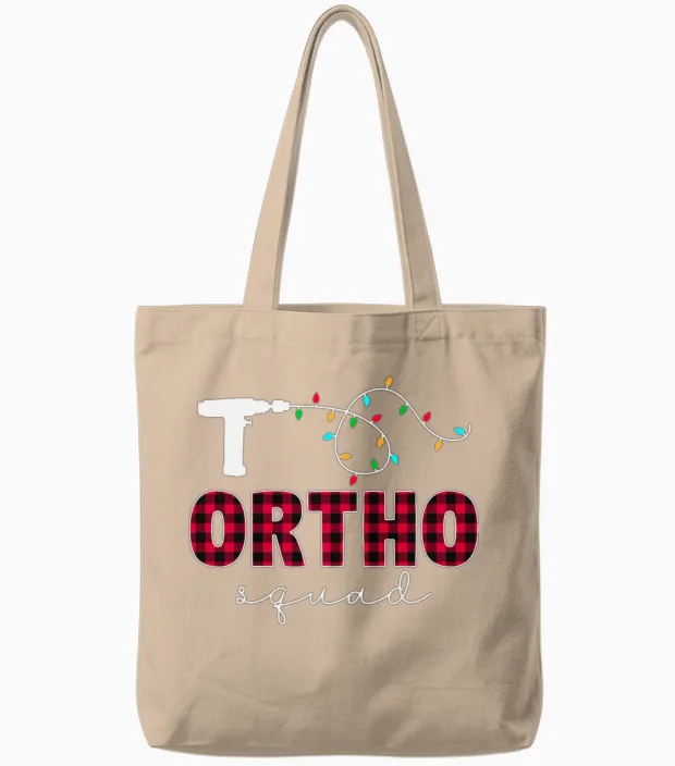 Ortho Squad Orthopedic Ortho Nurse Tech Christmas Tote Bags in Natural
