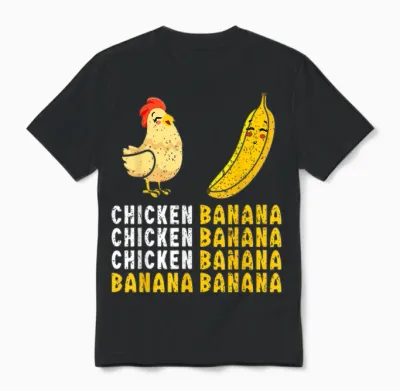 Funny Chicken Banana Dance Meme for Girls, Women, Unisex T-Shirt - Black