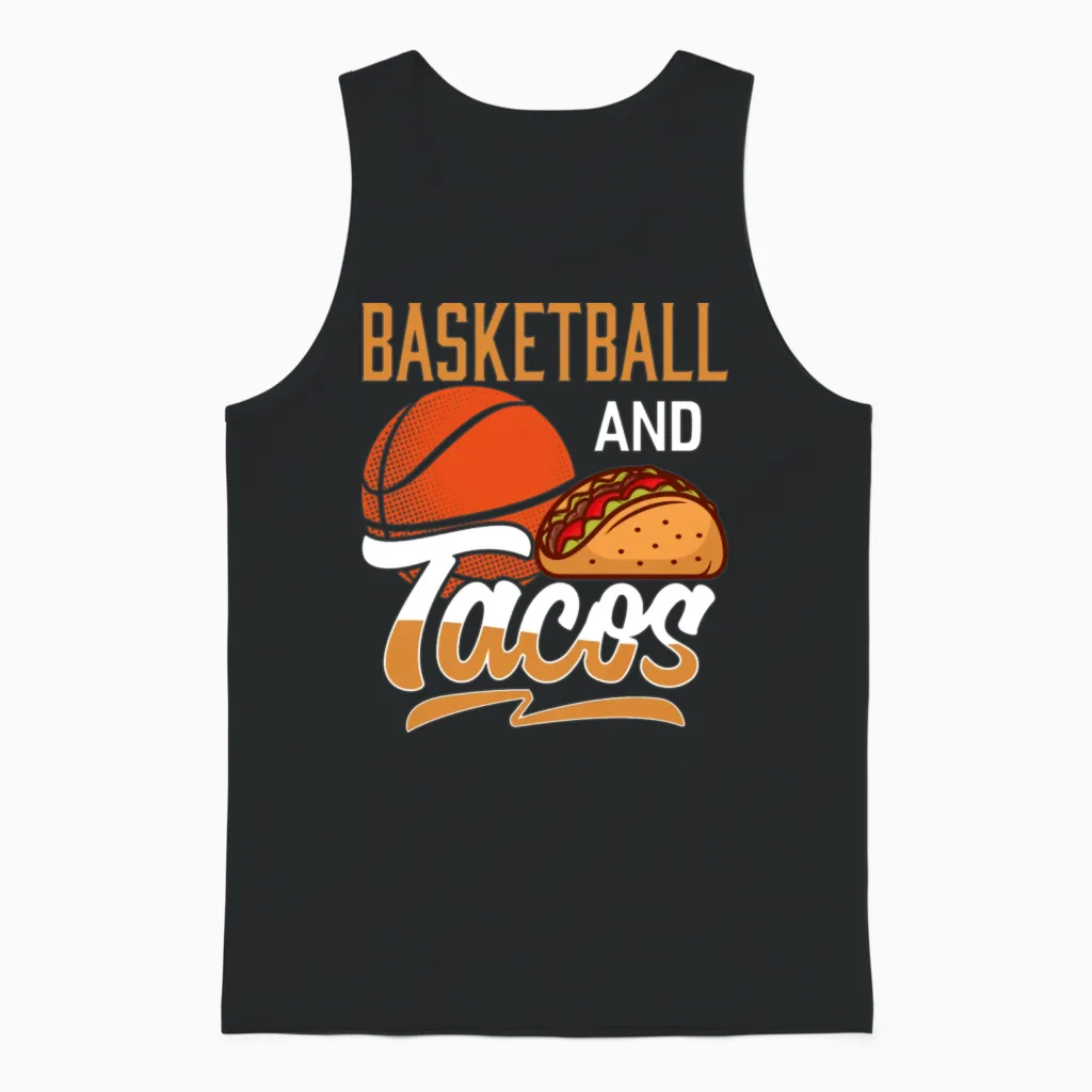 Basketball and Tacos Funny Basketball Coach Sport Unisex Tank Top in Black
