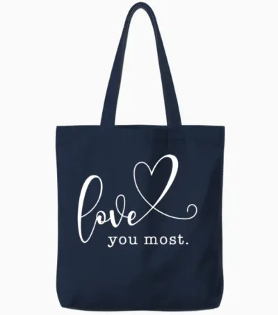 Love You Most Tote Bags - Navy