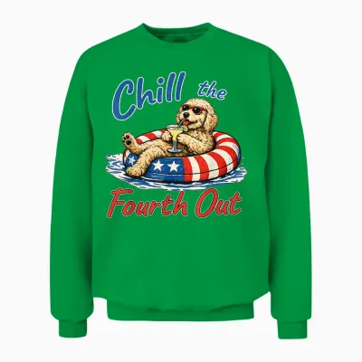Chill the Fourth Out Funny Goldendoodle Dog Lover Unisex Sweatshirt - Irish Green