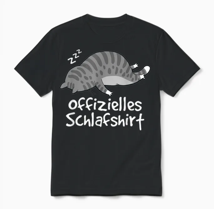 Offizielles Schlafshirt Katze Pyjama Lustig Cat Mom Geschenk Unisex T-Shirt in Black