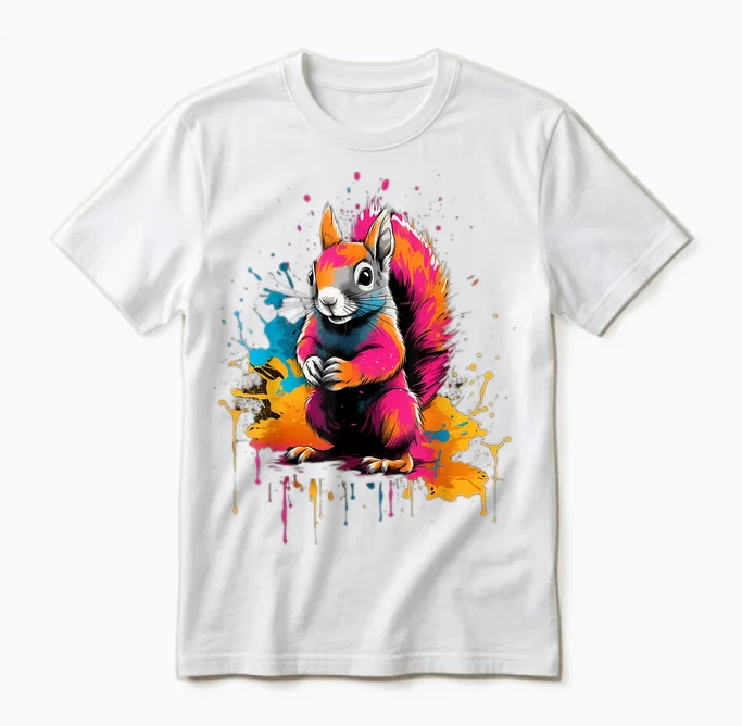 Cooles Eichhörnchen Auf Bunt Bemaltem Eichhörnchen Unisex T-Shirt in White