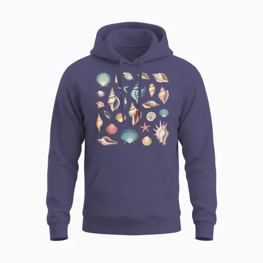 Seashells Sea Glasses Collection T-Shirt, Black, S Unisex Hoodie - Heather Sport Dark Navy