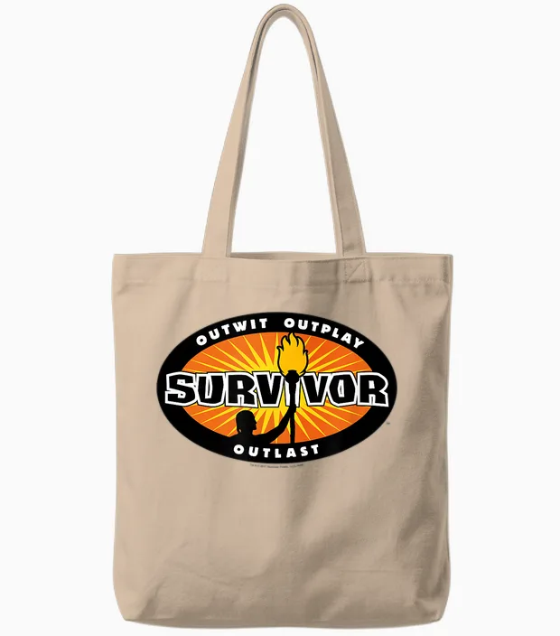 Survivor Gold Burst Awareness Tote Bags in Natural