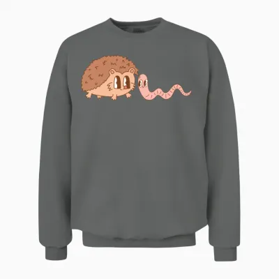 Retro Hedgehog and Worm Friends Unisex Sweatshirt - Graphite Heather