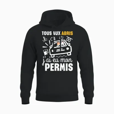 Young Driver Humor Gift Driving License T-Shirt, Black, S Unisex Hoodie - Black