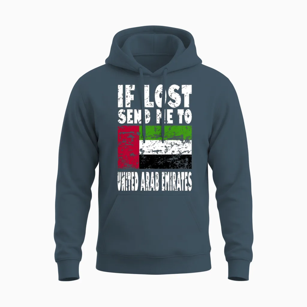United Arab Emirates Flag Saying Unisex Hoodie in Dark Heather