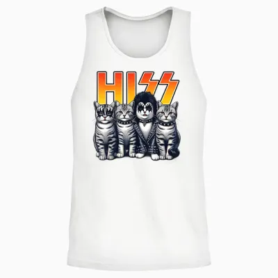 Cute Hiss Cats Rock Kittens Kitty Rocking Music Cat Lovers Unisex Tank Top - White