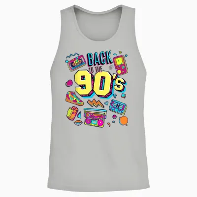 Men Women Children Vintage Retro Back to 90's Graphic Design T-Shirt, Black Unisex Tank Top - Ash