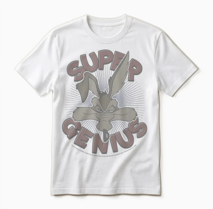 Looney Tunes Wile E. Coyote Super Genius Unisex T-Shirt in White