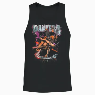 Pantera Official Cowboys from Hell Riding Skeleton Short Sleeve Unisex Tank Top - Black