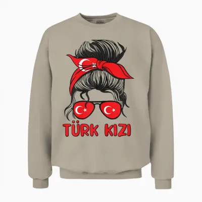 Turkiye Mädchen Türkei Mädchen Türkische Kizi Frauen Türkische Flagge Unisex Sweatshirt - Sand