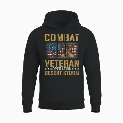 Desert Storm Operation Veteran American Unisex Hoodie - Black