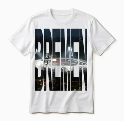 Bremen Weserstadion Bei Nacht T-Shirt, Black, S Unisex T-Shirt - White