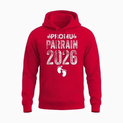 Promu Parrain 2026 Humour Futur Parrain Cadeau Annonce Unisex Hoodie - Red